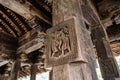 Famous ancient wood carvings at Embekke Temple near Kandy SriLanka