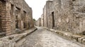 General view of the ancient Pompeii brick street view