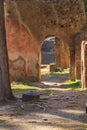 The famous antique site of Pompeii near Naples, italy. This is a strett of Pompeii excavations after Vesuvius eruption Royalty Free Stock Photo