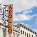 The famous Apollo Theater vertical sign in Harlem, New York Royalty Free Stock Photo