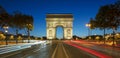 Famous Arc de Triomphe at night Royalty Free Stock Photo