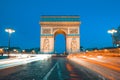 The famous Arc de Triomphe by night Royalty Free Stock Photo