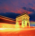 Arc de Triomphe at night in Paris, France Royalty Free Stock Photo