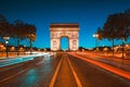 Famous Arc de Triomphe at night Royalty Free Stock Photo