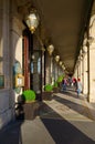 Famous arcade on Rivoli street, hotel Le Meurice, Paris, France