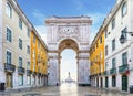 Famous arch at the Praca do Comercio, Lisbon, Portugal Royalty Free Stock Photo