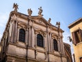 Famous architectural monuments and colorful facades of old medieval buildings close-up n Venice, Italy. Royalty Free Stock Photo