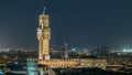 Famous Arnolfo tower of Palazzo Vecchio timelapse on the Piazza della Signoria at twilight in Florence, Tuscany, Italy Royalty Free Stock Photo