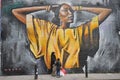 Famous artist Dreph graffiti work on the streets of London, England
