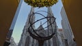 Famous Atlas Statue against the St Patricks Cathedral in New York City, USA Royalty Free Stock Photo