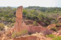 The famous attraction in Kenya is the gorge of Hell`s Kitchen - stones and rocks with colorful sand near Marafa, Malindi