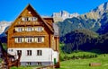 famous Austria hut founded in 1880 as first hut for climbers in the Alps at the Dachstein mountain range