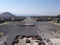 Famous Avenue of the Dead and pyramid of the Sun on left at Teotihuacan ruins near Mexico city landscape Royalty Free Stock Photo