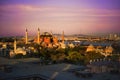 Famous Aya Sofia mosque in Istanbul, Turkey. Sunset, sunrise, beautiful sky and Bosphorus view, rooftops of Istanbul. Tourist Royalty Free Stock Photo