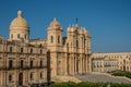 The famous baroque cathedral of Noto in sunset. View from belltower of St. Charles Church. Sicily, Italy