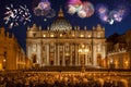 Basilica di San Pietro with firework, Rome, Vatican, Italy Royalty Free Stock Photo