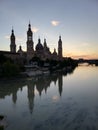 Famous Basilica of Our Lady of the Pillar Roman Catholic church in Spain against a blue cloudy sky Royalty Free Stock Photo