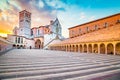 Basilica of St. Francis of Assisi at sunset, Assisi, Umbria, Italy Royalty Free Stock Photo