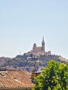 Famous Basilique Notre-Dame de la Garde on top of a hill in Marseille, France Royalty Free Stock Photo