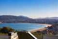 Famous beach called La Concha in San Sebastian, Spain. Bay of Biscay in autumn. San Sebastian landmark. Royalty Free Stock Photo