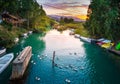 The famous beach of Georgioupolis with the river, Chania, Crete. Royalty Free Stock Photo