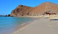 Palapa in the Balandra beach in la paz city, baja california sur I Royalty Free Stock Photo