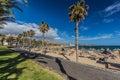Famous beaches of Tenerife, Playa las Americas and Playas Del Camison on sunny day