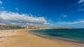 Famous beaches of Tenerife, Playa las Americas and Playas Del Camison on sunny day