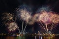 The famous beautiful Dadaocheng fireworks show at night in Taipei