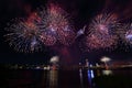 The famous beautiful Dadaocheng fireworks show at night in Taipei