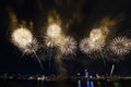 The famous beautiful Dadaocheng fireworks show at night in Taipei