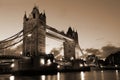 Famous and Beautiful Evening View of Tower Bridge, London, UK Royalty Free Stock Photo