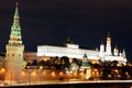 Famous and Beautiful Night View of Moskva river and Moscow Kreml Royalty Free Stock Photo