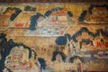 The famous beautiful wall murals in Wat Ubosatharam in Uthai Thani