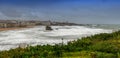 Famous Biarritz beach Pays Basque, France with ocean waves, bad weather Royalty Free Stock Photo