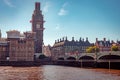 London, England - The famous Big Ben building under renovation covered in scaffolding Royalty Free Stock Photo