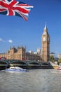 Big Ben and Houses of Parliament with boat in London, England, UK Royalty Free Stock Photo