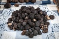 Famous black truffles on the table.