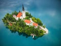 Famous Bled Church on Lake Bled in Slovenia