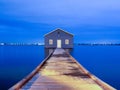 Blue Boat House at night, Perth, Western Australia Royalty Free Stock Photo