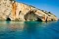 Famous blue caves view on Zakynthos island, Greece Royalty Free Stock Photo