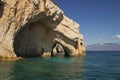 Famous blue caves view on Zakynthos island. Greece. Royalty Free Stock Photo