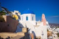 Famous blue church on Santorini island Royalty Free Stock Photo