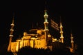The famous Blue Mosque in Istanbul is also called Sultanahmet at night. Turkey. Royalty Free Stock Photo