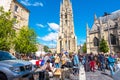 Famous Bordeaux flea market Marche Aux Puces in sunday on Place near Saint Michel basilica, Bordeaux, Aquitaine, France