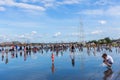 Famous Bordeaux water mirror full of people