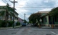 Famous Bourbon Street, New Orleans, Louisiana. Old houses in the French Quarter. City after the rain Royalty Free Stock Photo