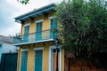 Famous Bourbon Street, New Orleans, Louisiana. Old mansions in the French Quarter of New Orleans Royalty Free Stock Photo