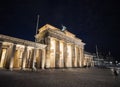 Famous Brandenburg Gate in Berlin at night Royalty Free Stock Photo
