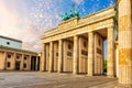 Famous Brandenburg Gate or Brandenburger Tor, side view, Berlin, Germany Royalty Free Stock Photo